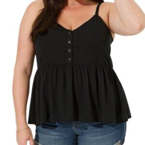 Torrid Womens Crinkle Gauze Tank Top Black Plus 4X